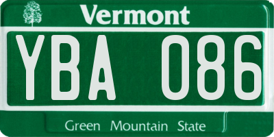 VT license plate YBA086