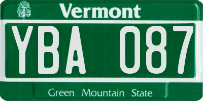VT license plate YBA087