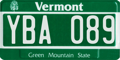 VT license plate YBA089