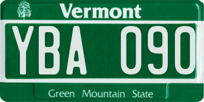 VT license plate YBA090