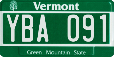 VT license plate YBA091