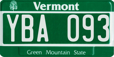 VT license plate YBA093