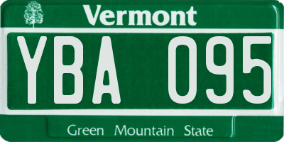VT license plate YBA095