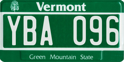 VT license plate YBA096