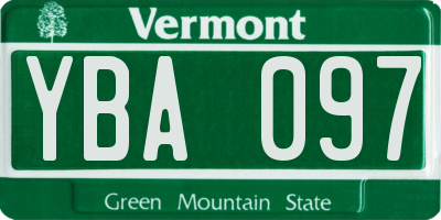 VT license plate YBA097