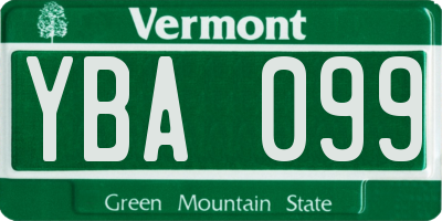 VT license plate YBA099