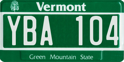 VT license plate YBA104