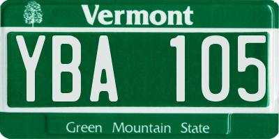 VT license plate YBA105