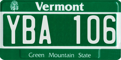 VT license plate YBA106