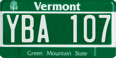 VT license plate YBA107