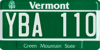 VT license plate YBA110