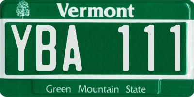 VT license plate YBA111
