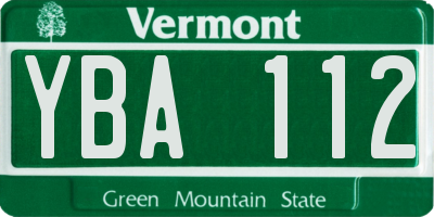 VT license plate YBA112
