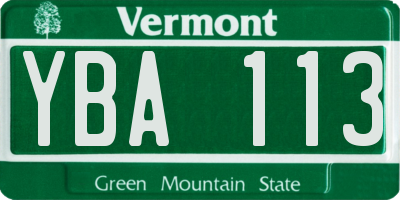 VT license plate YBA113