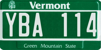 VT license plate YBA114
