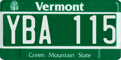 VT license plate YBA115
