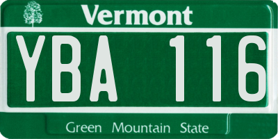 VT license plate YBA116