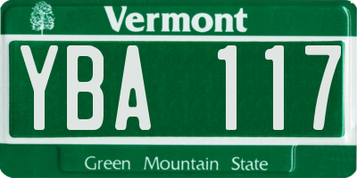 VT license plate YBA117