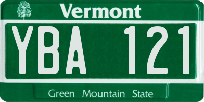 VT license plate YBA121