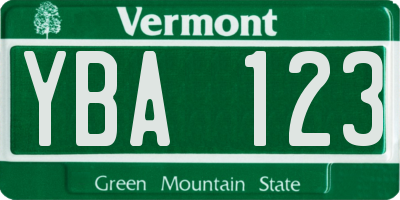 VT license plate YBA123