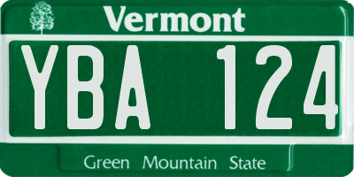 VT license plate YBA124