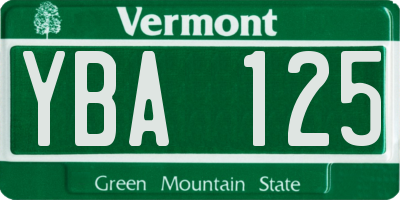 VT license plate YBA125