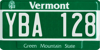 VT license plate YBA128