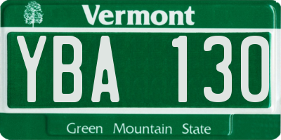 VT license plate YBA130