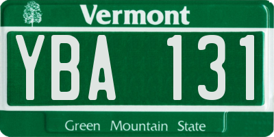 VT license plate YBA131