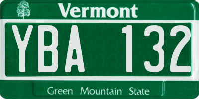 VT license plate YBA132
