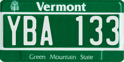 VT license plate YBA133