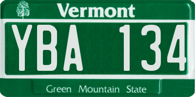 VT license plate YBA134