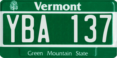 VT license plate YBA137