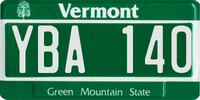 VT license plate YBA140