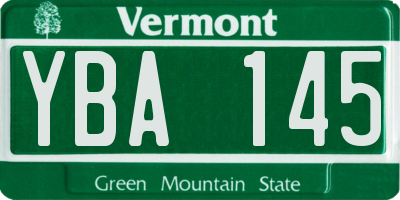 VT license plate YBA145