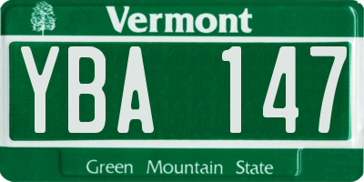 VT license plate YBA147