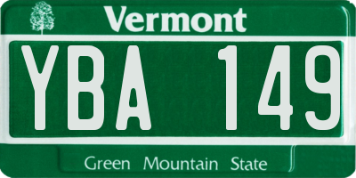 VT license plate YBA149