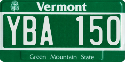 VT license plate YBA150