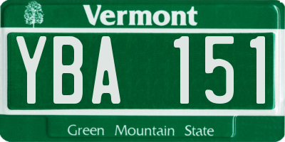 VT license plate YBA151