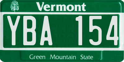 VT license plate YBA154