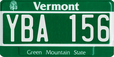 VT license plate YBA156