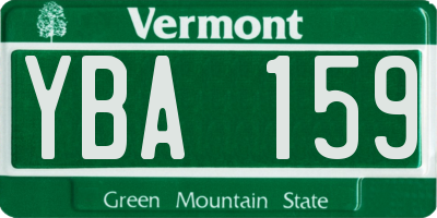 VT license plate YBA159