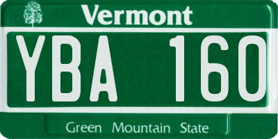 VT license plate YBA160