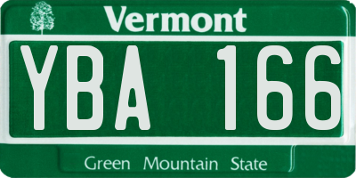 VT license plate YBA166