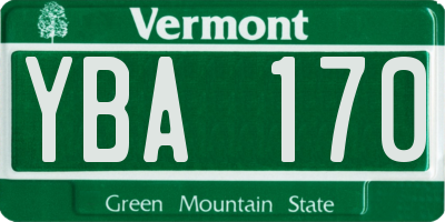 VT license plate YBA170