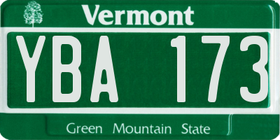 VT license plate YBA173