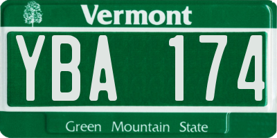 VT license plate YBA174