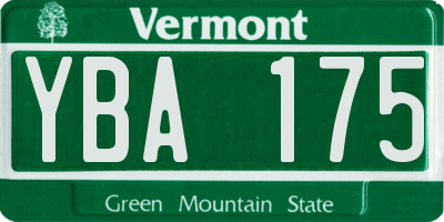 VT license plate YBA175
