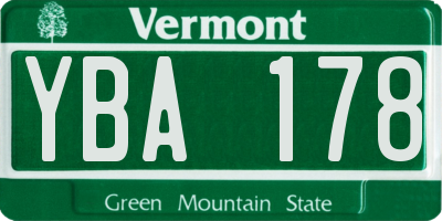 VT license plate YBA178
