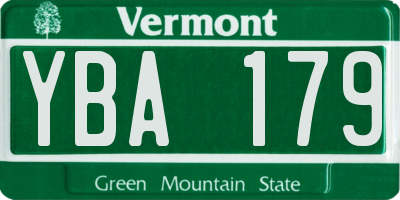 VT license plate YBA179